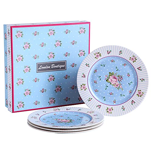 In Porcellana Fine China Side Torta Piatto Da Dessert, Rose Blue, 8" 20Cm