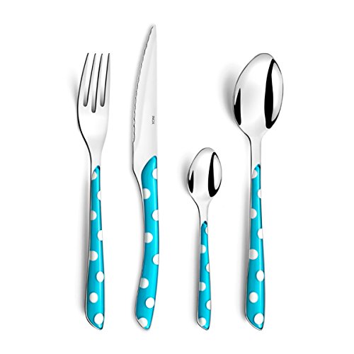 Amefa Scoppiare Piselli Set Di Posate Da 32 Pezzi, 8 Persone, Inossidabile Acciaio Inox 18 Eu Bi Iniezione Plastica, Blu Turchese