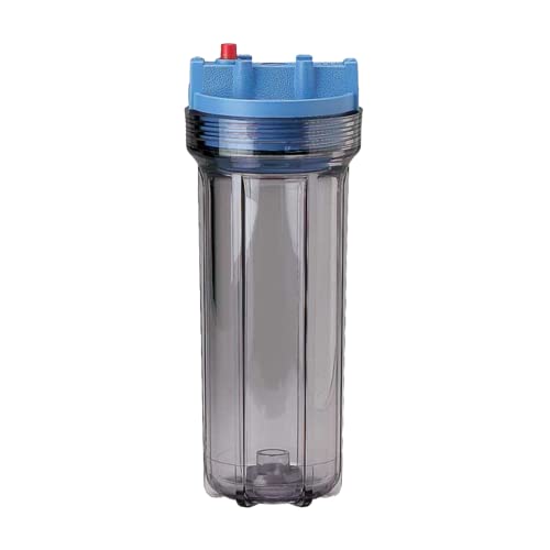 Pentair - Alloggiamento Slim Line - Contenitore Filtro Acqua - Per Cartucce Standard 10'' - Blu/Trasparente ½" I/O - Con Rilascio Di Pressione