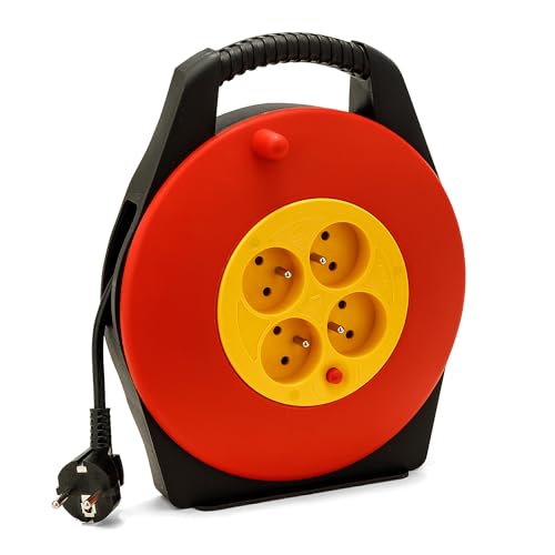 Velamp Domreel-10- Avvolgicavo Ho5Vv-F 4 Prese 3G1.0 10 M + Interruttore – Con Maniglia