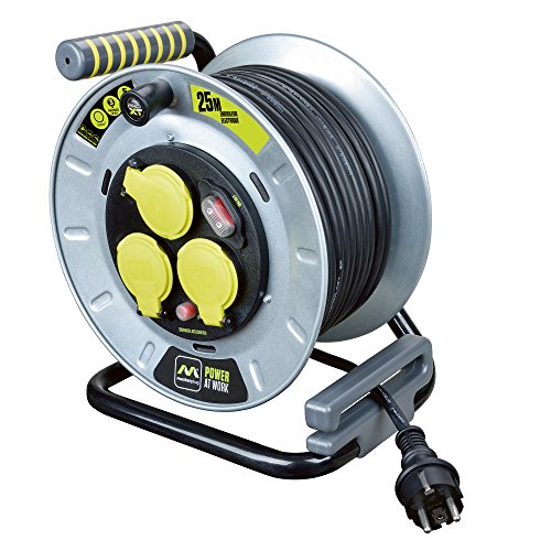 Masterplug Otmf2516Rr3Ipsl-Px - Avvolgicavo Elettrico Per Camino, 220 V, Colore: Metalli/Verde Fluo, 25 M