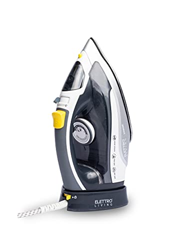 Elettro Living Lui, Ferro Da Stiro Cordless, Ferro Da Stiro Senza Fili, 2400W, Piastra In Acciaio Inossidabile, Sistema Autopulente, Grigio, Nero, Gia
