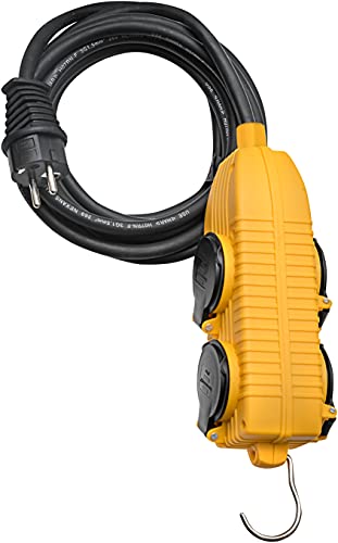 Brennenstuhl 1151711 Prolunga Elettrica Powerblock + 4 Prese A Clamshell Ip44 H07Rn-F 3 G1,5 Nero, Giallo, 1151711