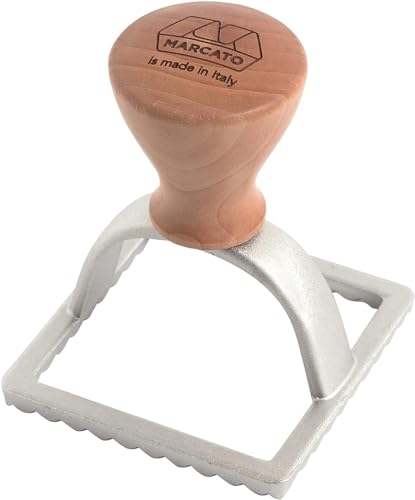 Marcato Stampo Per Ravioli E Biscotti, Forme Per Ravioli, Formine Per Biscotti, In Legno Massello E Alluminio Prossofuso, Stampino Quadrato Da 58 Mm