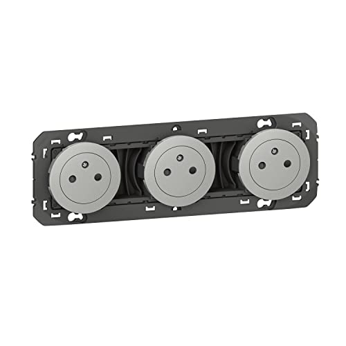 Legrand Leg95249 3 X 2P + T Surf Alu Dooxie Triplo Spina 2P + T Superficie Pre-Cablee Alluminio Compos