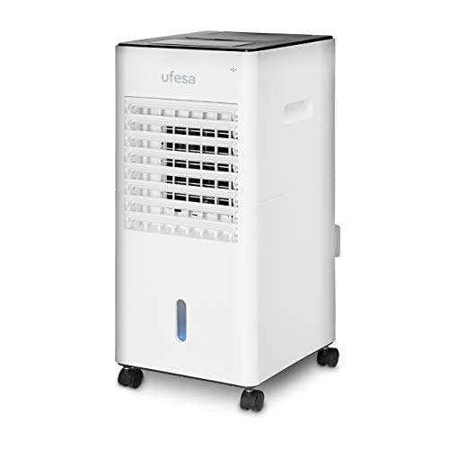Ufesa Air Cooler Cl6040 - Raffreddatore D'Aria Portatile, Touch Screen, Serbatoio Da 5 Litri, Timer Da 12 Ore, 3 Velocità, Bianco