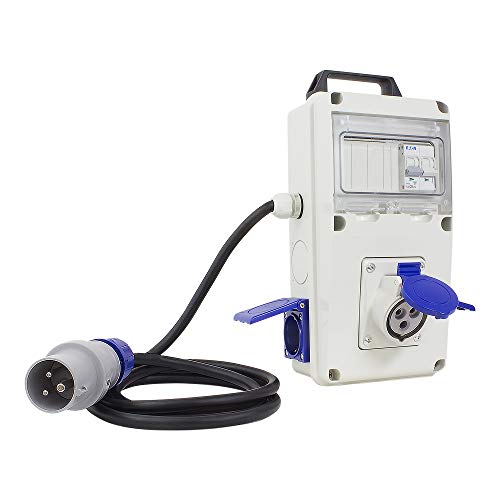 Poly Pool - Pp0729 Quadro Elettrico Di Distribuzione Iec309 230V - Quadro Elettrico Esterno 2 Prese Civili 1 Presa Cee + Spina Cee 16A 2P - Quadro Ele