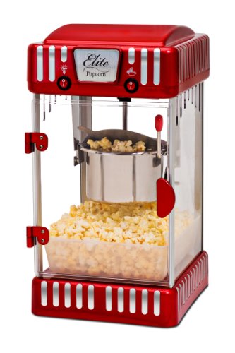 Elite Gourmet Bollitore Per Popcorn Da Tavolo Elettrico Epm-250#, Carnevale Retrò, Luce Riscaldante