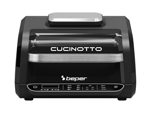 Beper Cucinotto Grill E Friggitrice Ad Aria Multifunzione Con 8 Programmi - Friggitrice Ad Aria, Barbecue, Forno, Piastra Cucina Ed Essiccatore + Acce