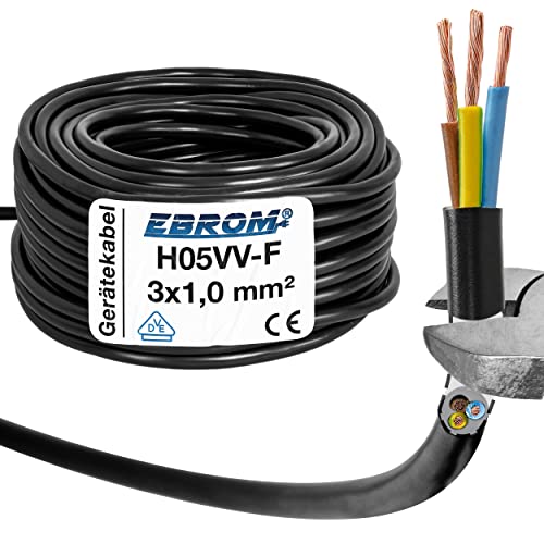 Tubo Flessibile In Plastica, Cavo Rotondo H05Vv-F 3 X 1,0 Mm2 3G1 (Mm2) – Colore: Nero 5 M/10 M/15 M/20 M/25 M/30 M/35 M/40 M/45 M/50 M/55 M/60 M Ecc.