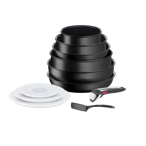 Tefal Ingenio Eco Resist On L7679002 - Pentole Impilabili A Induzione, Facile Da Pulire, Antiaderente, Indicatore Di Inizio Cottura, Cottura Sana