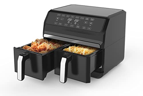Just Perfecto Friggitrice Ad Aria Calda Xxl 8L 2 Compartimenti – Airfryer 8 In 1 Max. 200°C – Friggere Senza Olio + Ricettario – 1700W Air Fryer Con L
