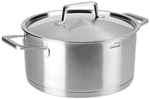 Lacor 45028 – Pentola Per Arrosti Con Coperchio Foodie 28 X 12, 5 Cm, Acciaio Inox, Grigio, 34 X 30 X 15 Cm