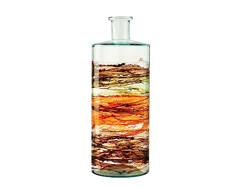 H&H Vaso Frances In Vetro Riciclato Decorato Marrone H 40 Cm