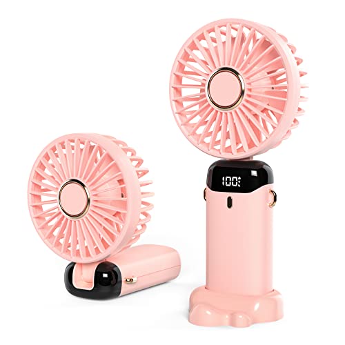 Janreay Mini Ventilatore A Mano, Ventilatore Da Scrivania Usb, Piccolo Ventilatore Da Tavolo Con 5 Velocità E Batteria Usb Da 3000 Mah, Ventilatore El