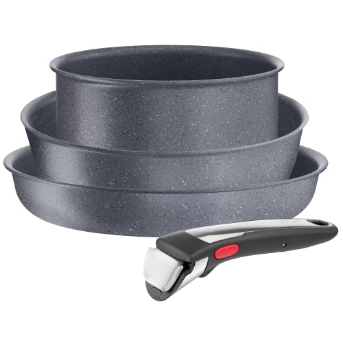 Tefal Ingenio Natural On - Batteria Da Cucina, 4 Pezzi, Impilabile, Rivestimento Antiaderente, Induzione, Made In France L7669402