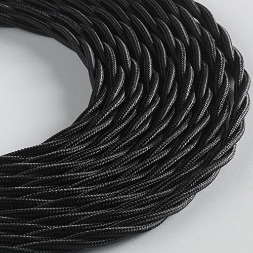 Klartext - Cavo Tessile Trecciato Belle Époque Per Installazione Elettrica Vintage, 3X1,5Mm, Nero, 5Mt.