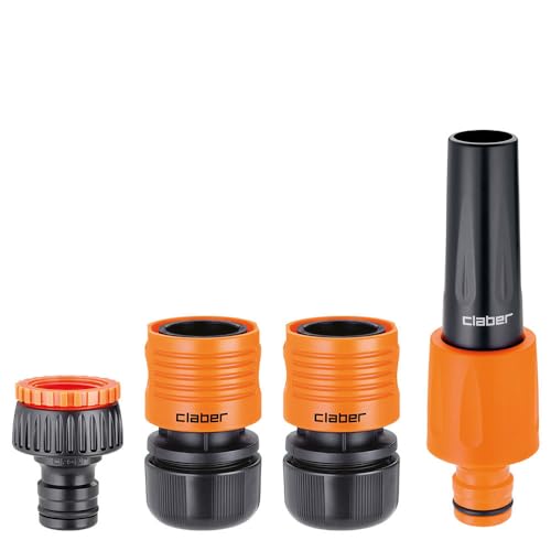 Claber Starter Kit Ø 3/4” Max-Flow, Set Lancia E Raccordi Safety Lock Irrigazione Giardino Per Tubo Da 3/4" (19 Mm)