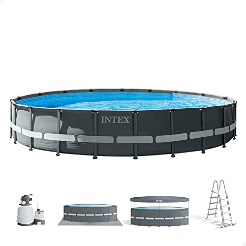 Intex 26334Np – Piscina Fuori Terra Ultra Xtr Frame Rotonda, Pompa Filtro 7900 L/H, Scaletta, Telo Base E Copertura, 30079 L, Acciaio E Pvc, Grigio, 6