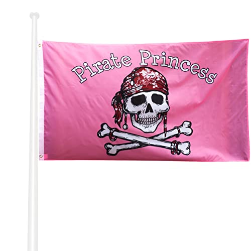 Klikil Bandiera Pirati 150X90 Donna Principessa - Bandiera Pirata Tessuto Da Esterno, Resistente Alle Intemperie Con 2 Occhielli Metallici. Flag Pirat