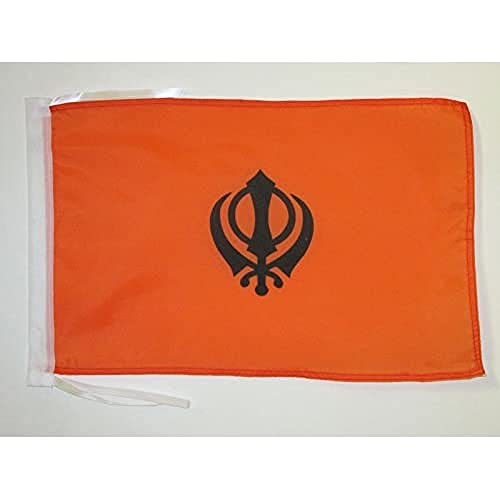 Az Flag Bandiera Religione Sikh 45X30Cm - Bandierina Sikhismo 30 X 45 Cm Cordicelle