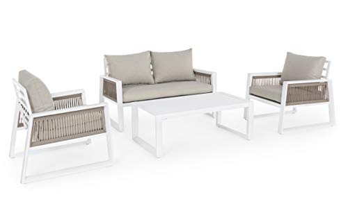 Bizzotto Salotto Salottino Set Da Giardino Per Esterno Captiva In Alluminio Bianco Divano Poltrone