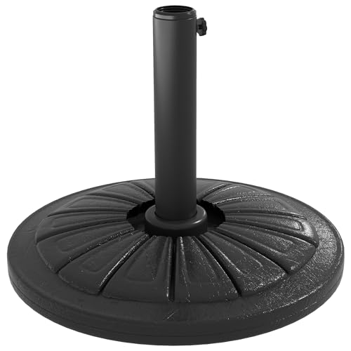 Outsunny Base Per Ombrellone Rotonda Ø43Cm, Basamento Da 13Kg In Cemento Per Pali Da 38Mm E 48Mm, Nero