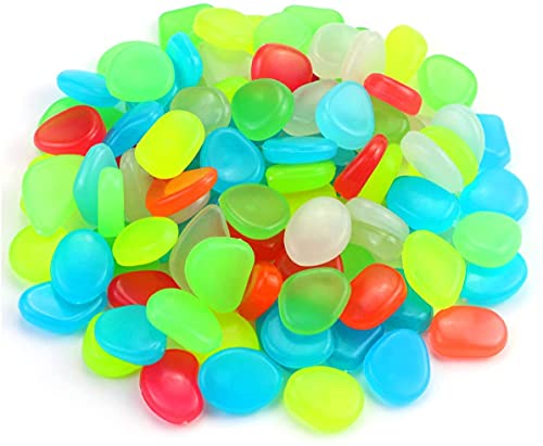 Kaheign 200 Pezzi Pietre D'Ardore Di Plastica, Ciottoli Luminosi Colorati Si Illuminano Al Buio Rocce Di Ghiaia Per L'Abbellimento Del Giardino All'Ap
