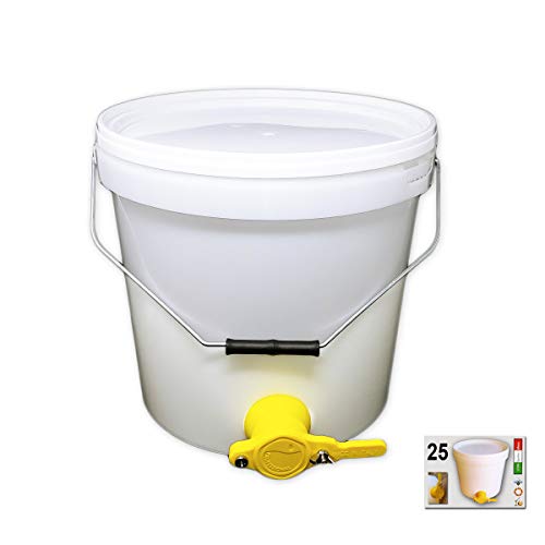 Agraria Ughetto Apicoltura Maturatore Secchiello In Plastica Per 25 Kg. Di Miele Con Rubinetto, Coperchio E Maniglia. Prodotto E Costruito In Italia