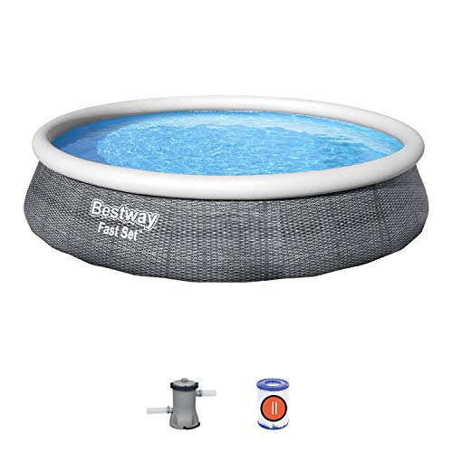 Bestway 57376-4 Piscina Gonfiabile Fast Set Forma Rotonda Da 3.96 M X 84 Cm Grigia