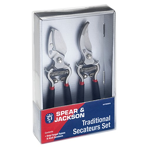 Spear & Jackson Cuttingset8 Set Di Cesoie Tradizionali A Doppio Taglio (Bypass) E A Incudine (Anvil)