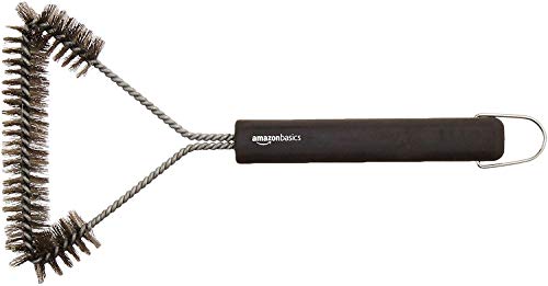 Amazon Basics - Spazzola A 3 Lati Per Triangolare Barbecue, Nero, 30.5 Cm