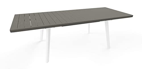 Keter Tavolo Per Giardino Harmony Allungabile Adatto Per 6/10 Persone, Bianco E Grigio 162 - 241 X 100,5 X 76 Centimetri