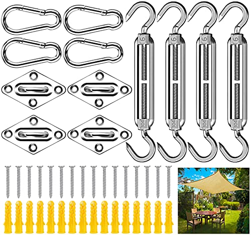 Frasheng Kit Di Fissaggio Per Vela Parasole,44 Pezzi Kit Di Fissaggio Per Tende A Vela,Kit Di Fissaggio E Installazione Per Tenda A Vela Rettangolare 