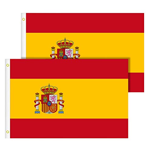 Timesetl Bandiera Spagna Grande 2Pcs Bandiera Di Spagna, Resistente A La Intemperie, 90 X 150 Cm