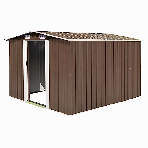 Vidaxl Capanno Da Giardino In Metallo Marrone 257X298X178 Cm Casetta Attrezzi