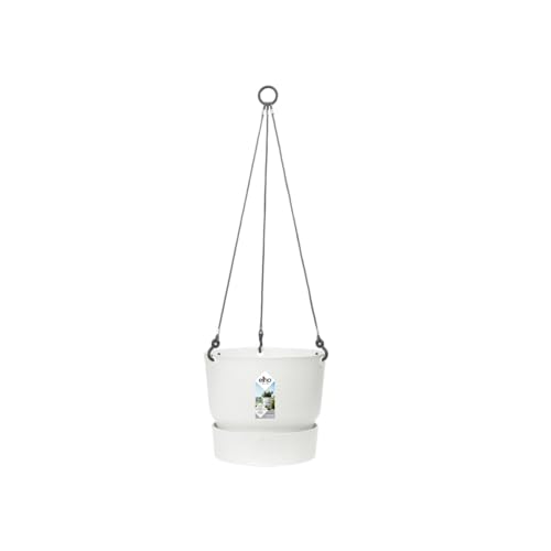 Elho Greenville - Fioriera Sospesa 24, Diametro 23,9 X Altezza 20,3 Cm, Colore: Bianco