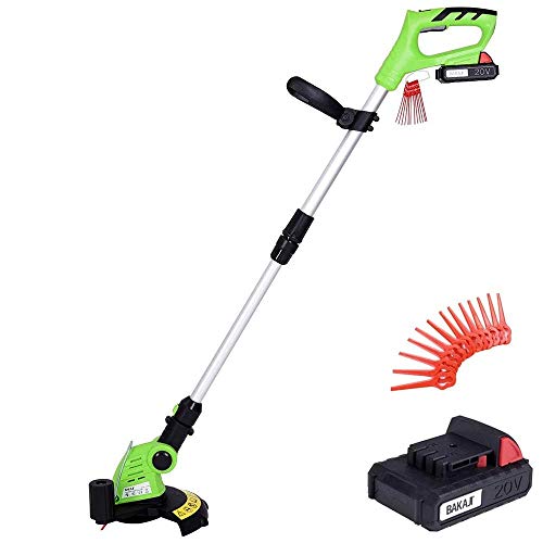 Bakaji Decespugliatore Elettrico A Batteria Ricaricabile Litio 20V 2Ah Tagliaerba Tagliabordi Con Altezza E Testata Taglio Regolabile Rasaerba Giardin