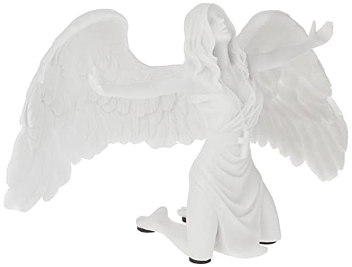 Design Toscano Pd2704 Statua Di Angelo In Marmo Sintetico Preghiera Per La Pace, Off Bianco