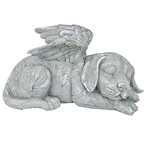 Design Toscano Cani Angeli Statua Tributo Lapide Statua Tributo, Poliresina, Finitura Color Pietra, 25,5 Cm