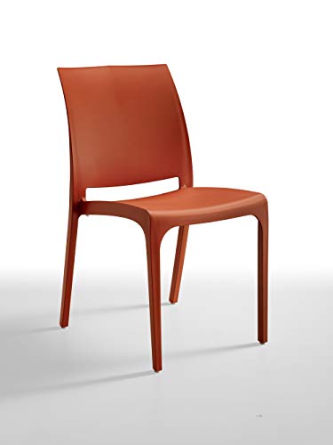 Bica 300.7 Volga Sedie, In Plastica, Brick Red, 46X54X80 Cm