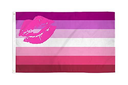Az Flag Bandiera Dell'Orgoglio Lesbico Rossetto 150X90Cm - Bandiera Lesbica Femminista 90 X 150 Cm Poliestere Leggero