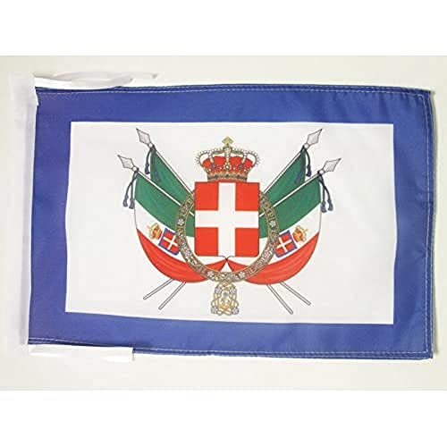 Az Flag Bandiera Stemma Regno D'Italia 1861-1870 45X30Cm - Bandierina Reale Italiana 30 X 45 Cm Cordicelle