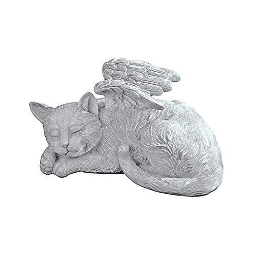 Design Toscano Gatto Angelo Memoriale Per Animali Lapide Tombale Statua Tributo, Poliresina, Finitura Color Pietra, 25,5 Cm