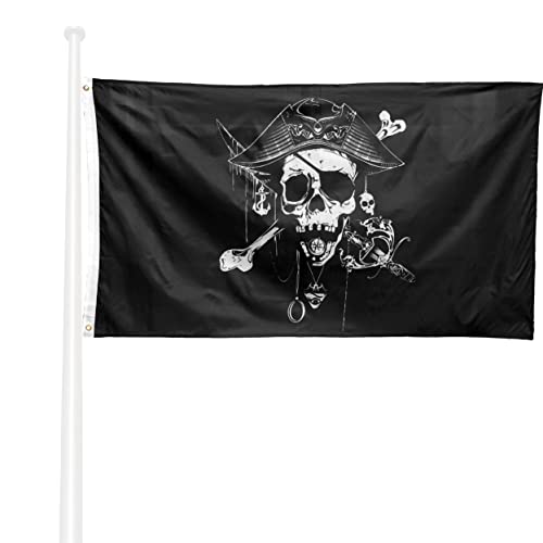 Klikil Bandiera Pirati 150X90 Dei Caraibi - Bandiera Pirata Tessuto Da Esterno, Resistente Alle Intemperie Con 2 Occhielli Metallici. Pirates Of The C