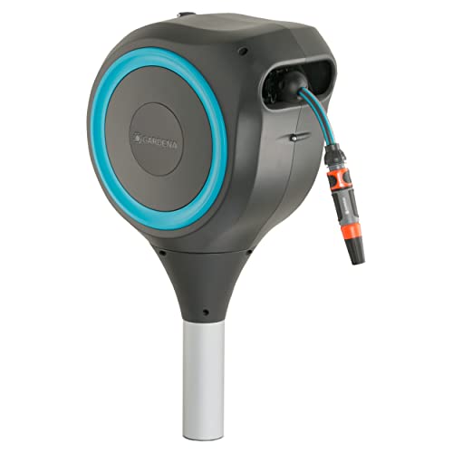 Gardena Avvolgitubo Da Giardino Su Puntale Rollup S: Incluso Tubo Flessibile Da 15 M Con Lancia E Raccordi, Avvolgimento Automatico, Ruotabile Di 360