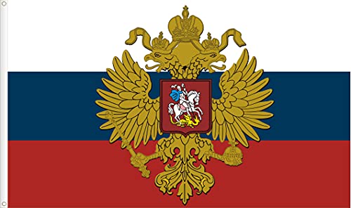 Worldflags, Bandiera Russia (Stemma) Qualità Raso 90D. Dimensioni Grande 150X90