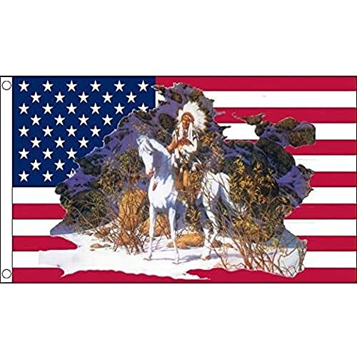 Az Flag Bandiera Stati Uniti Capo Indiano 150X90Cm - Bandiera Americana – Usa 90 X 150 Cm