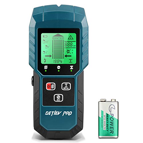 Detlev Pro 5 In 1 Rilevatore Digitale Tubi E Cavi Ca Elettrici, Lcd Schermo,Avviso Sonoro,Legna/Metallo/Magnetico O No