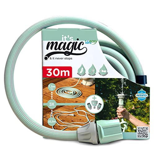 Idroeasy Magic Soft Smart 30 Metri, Il Tubo Estensibile Da Giardino Che Si Estende Fino A 3 Volte La Sua Lunghezza Iniziale, Verde